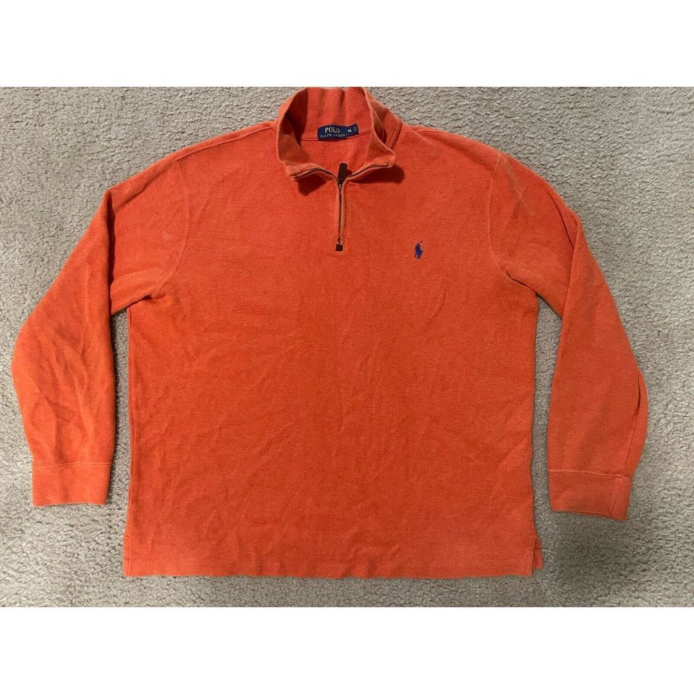 Polo Ralph Lauren Sweater Men XXL Quarter‎ Zip Green Pima Cotton Sweatshirt Pony